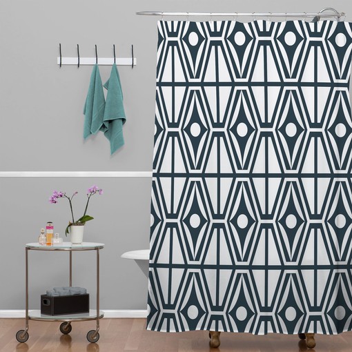 Retro Mid Century Shower Curtain | Geometric Fabric Bath Curtain | Unique Shower Curtains - Image 3