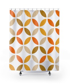 Retro Mid Mod Boho Geometric Shower Curtain with Modern Twist