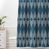 Retro Midnight Blue Shower Curtain | Geometric Bath Curtain West End Midnight Design Vintage Bathroom Shower Curtains