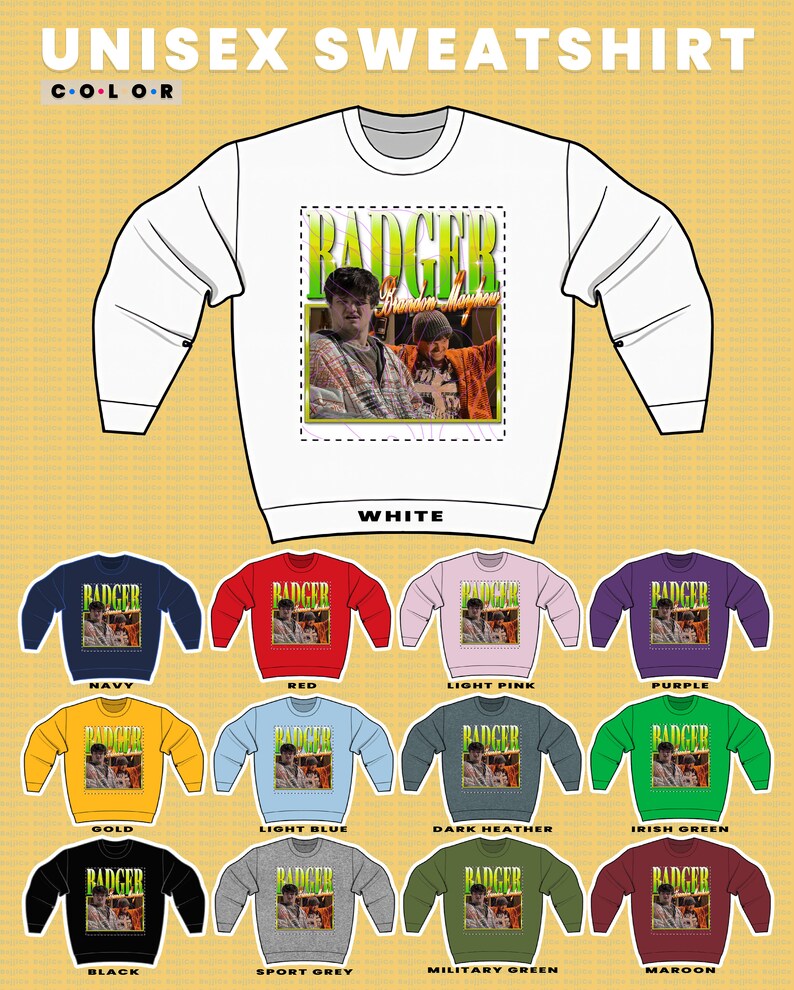 Retro Movie Shirt: RETRO BADGER Brandon Mayhew Sweatshirt with Skinny Pete and Breaking Bad characters - Image 3