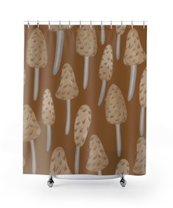 Retro Mushroom Shower Curtain, Hippie Bathroom Decor