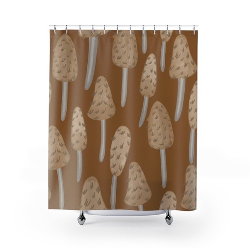 Retro Mushroom Shower Curtain, Hippie Bathroom Decor