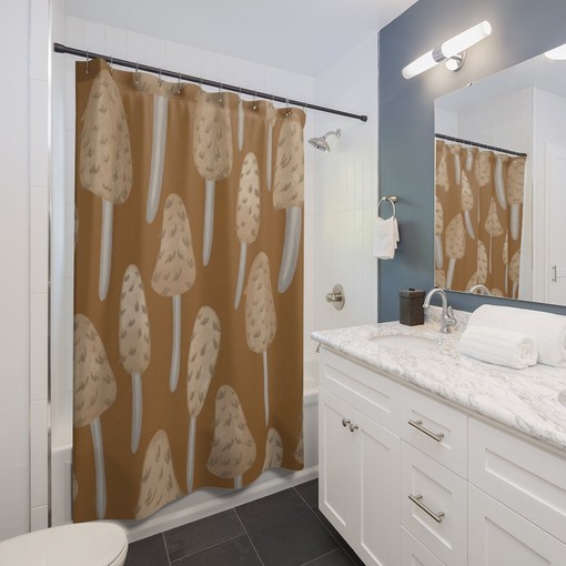 Retro Mushroom Shower Curtain, Hippie Bathroom Decor - Image 2