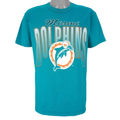 Retro NCAA Shirts - 1990s Vintage Style NFL Miami Dolphins Spell-Out T-Shirt Hoodie Sweatshirt