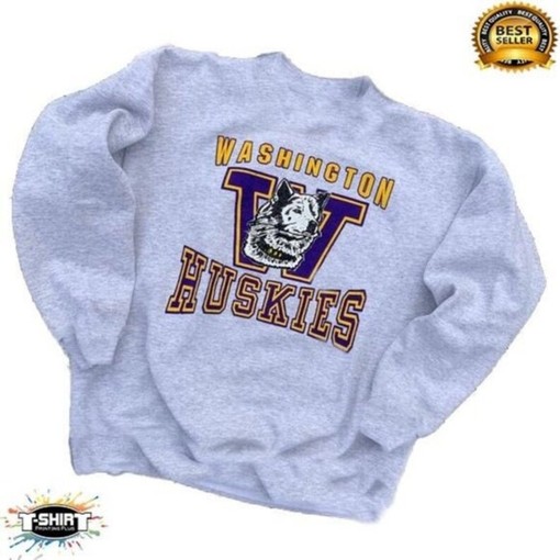 Retro Ncaa Washington Huskies Logo College Shirt T-Shirt