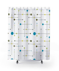 Retro Neon Green Shower Curtain for Mid Century Modern Bath
