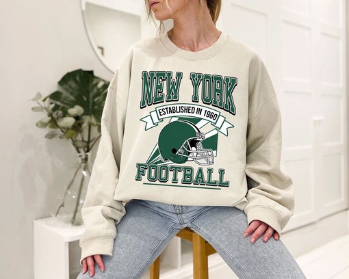 Retro New York Football Crewneck Sweatshirt Hoodie Shirt Gifts for NFL Fans with Sport Shirts Unisex