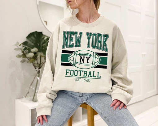 Retro New York NFL Crewneck Sweatshirt Hoodie Shirt for NFL Fans with Sport Shirts Girls