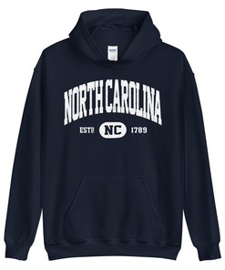 Retro North Carolina Hooded Sweatshirt, Vintage North Carolina Hoodie and NCAA Shirt, University Style Gifts