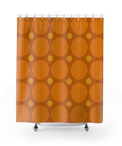 Retro Orange Circles Shower Curtain: Mid Century Modern Bathroom Upgrade