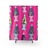 Retro Pink Lava Lamp Shower Curtain, Groovy 60s Bathroom Decor, Colorful Tub Accessory