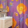 Retro Poppies Flower Shower Curtain - 1970's Bathroom Accessory with Vintage Look and Feel