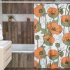 Retro Poppy Flower Shower Curtain, Vintage Bathroom Decor in a Vibrant Orange Color