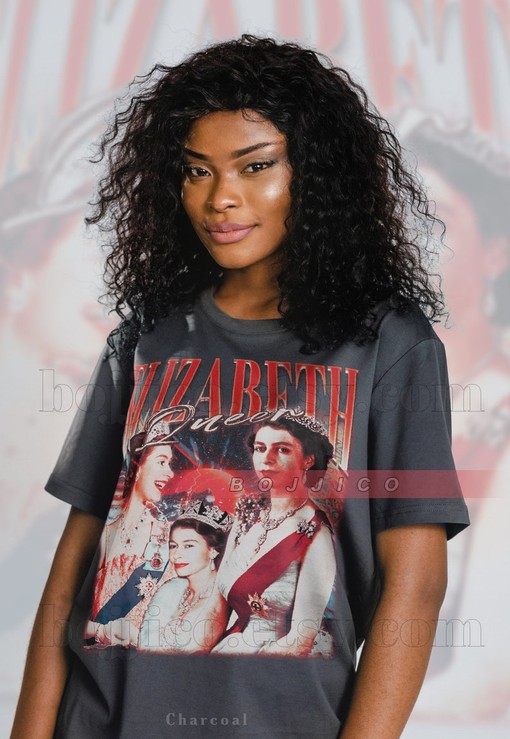 Retro QUEEN ELIZABETH II Tribute Tee - A Classic Movie Shirts for Women Fan Tee
