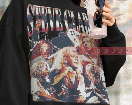 Retro STEVE CLARK Sweater - 90s Rock Fan Tee Featuring STEVE CLARK & JOE ELLIOTT, Def Leppard Homage - Image 4