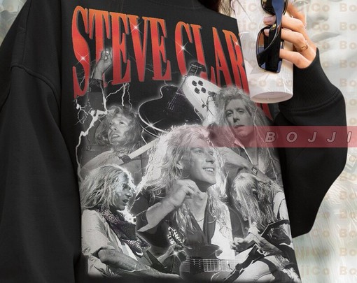 Retro STEVE CLARK Sweatshirt - 90s Rock Fan Tee Featuring STEVE CLARK & JOE ELLIOTT, Def Leppard Homage - Image 4
