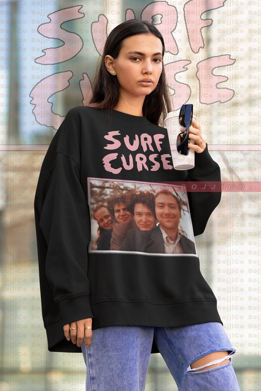 Retro SURF CURSE Sweatshirt - Vintage Surf Tee Featuring Surf Curse Homage, Minimalist Film T-shirt for Men and Women