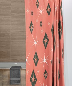 Retro Salmon Shower Curtain for Mid Century Modern Inspired Vintage Bathroom Decor