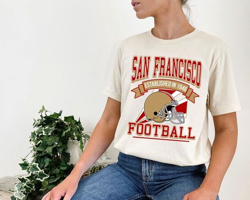 Retro San Francisco Football Shirt for NFL Fans with NCAA Shirts for Men and Women - Image 4