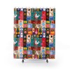 Retro Santa Claus Christmas Shower Curtain Patchwork | Kids Bathroom Decor | Restroom Shower Curtains