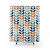 Retro Scandinavian Shower Curtain in Orange, Blue, and Mint with Mod Appeal