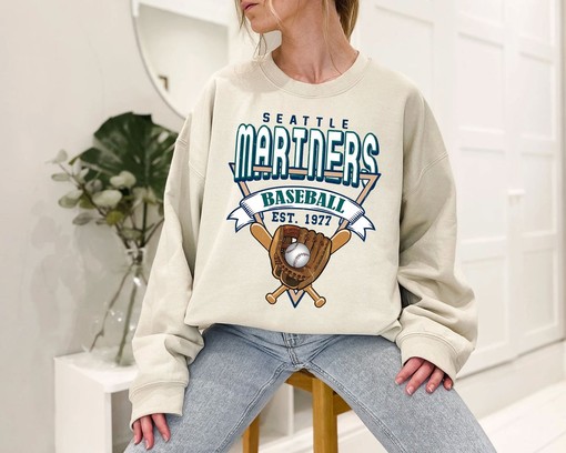 Retro Seattle Baseball Crewneck Sweatshirt, Vintage Baseball Shirt for MLB Fans