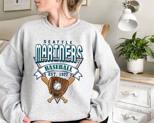 Retro Seattle Baseball Crewneck Sweatshirt, Vintage Baseball Shirt for MLB Fans - Image 2