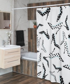Retro Shoes Polka Dot Shower Curtain, Feminine Bathroom Decor, Unique Tub Accessory