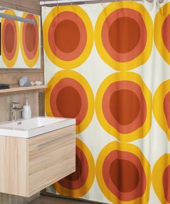 Retro Shower Curtain, Groovy 60's 70's Hippie Bathroom Accessory for a Unique Vintage Bathroom Decor