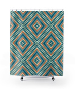 Retro Shower Curtain with 70's 80's Style, Groovy Bathroom Accessory for a Retro Vibe