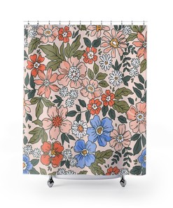 Retro Shower Curtain with Abstract Art Modern Print: Great Housewarming Gift Idea