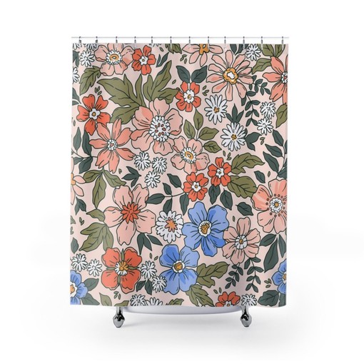 Retro Shower Curtain with Abstract Art Modern Print: Great Housewarming Gift Idea
