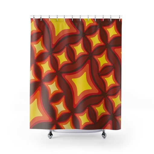 Retro Shower Curtain with Flowery Designs for Groovy 60's 70's Hippie Bathroom Accessory - Image 2