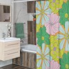 Retro Tropical Flowers Shower Curtain - Groovy 60's 70's Hippie Bathroom Accessory
