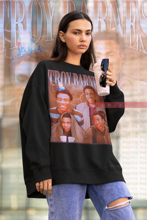 Retro Troy Barnes Sweatshirt, Vintage 90s Homage Tee, Community Shirt