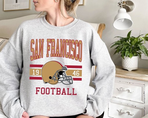 Retro Vintage San Francisco Football Sweatshirt Hoodie Shirt Gifts for NFL Fans with NCAA Shirt Kids - Image 2