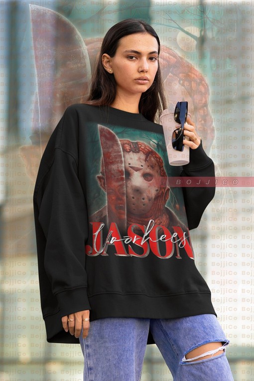 Retro Voorhees Sweatshirt - Friday the 13th Horror Shirt with Jason Voorhees and Michael Myers Homages