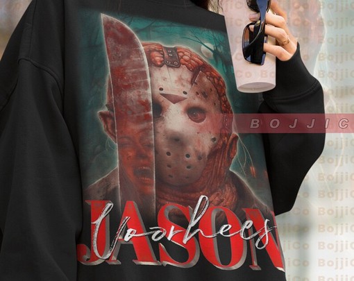 Retro Voorhees Sweatshirt - Friday the 13th Horror Shirt with Jason Voorhees and Michael Myers Homages - Image 4