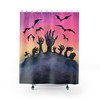 Retro Watercolor Graveyard Halloween Shower Curtain for Spooky Gothic Bathroom Decor