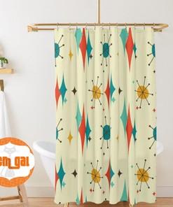Retro and Classic Mid Century Modern Diamond Pattern Shower Curtain - Timeless Bathroom Decor