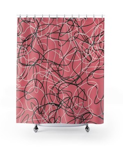 Retro and Fun Coral Mid Century Modern Boomerang Pattern Shower Curtain - Show Your Personality in Bathroom Decor