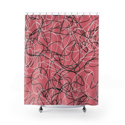 Retro and Fun Coral Mid Century Modern Boomerang Pattern Shower Curtain - Show Your Personality in Bathroom Decor