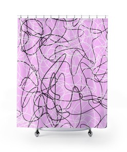 Retro and Unique Lavender Mid Century Modern Boomerang Pattern Shower Curtain - Easy Way to Update Bathroom Decor