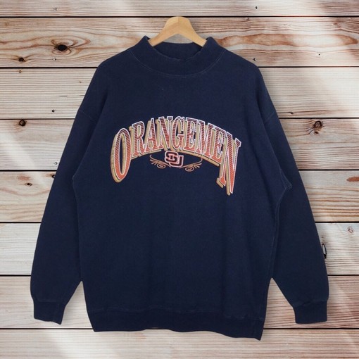 Revisit the Glory Days with 90's Nutmeg Syracuse University Orangemen Team Crewneck Sweatshirt or Hoodie