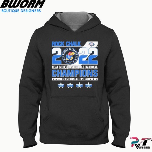 Rock Chalk 2022 NCAA Men's Basketball National Champions Kansas Jayhawks Shirt - NCAA Shirts for Men and Women - Image 2