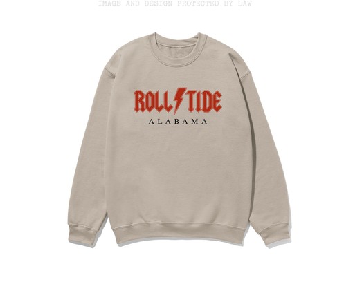 Rolltide Sweatshirt Bama Shirt Alabama Varsity Clothing For Games Crew Crimson College T-Shirt Rock Style - Image 2