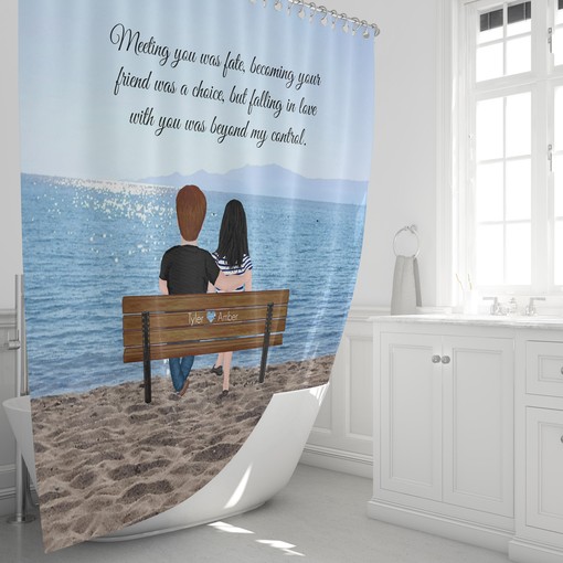 Romantic Personalized Couple Shower Curtain Set - Add a Romantic Touch to Your Bathroom Decor