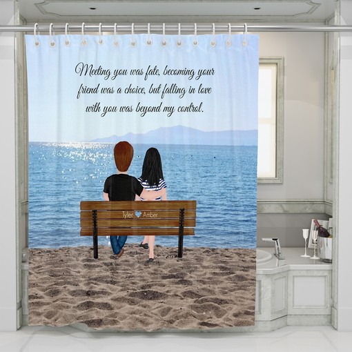 Romantic Personalized Couple Shower Curtain Set - Add a Romantic Touch to Your Bathroom Decor - Image 2