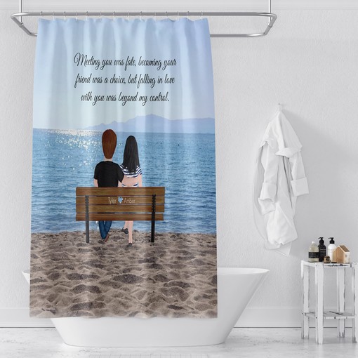 Romantic Personalized Couple Shower Curtain Set - Add a Romantic Touch to Your Bathroom Decor - Image 3