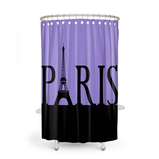 Romantic Purple Eiffel Tower Shower Curtain with Optional Bath Set - Image 3